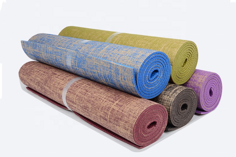 Comercio al por mayor de yute de colores de 5 mm de espesor de PVC Yoga Mat